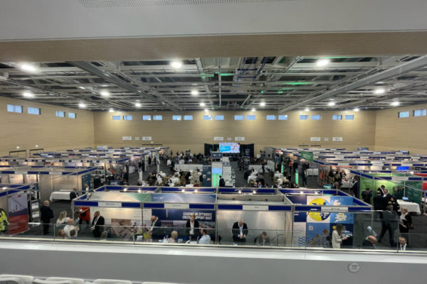 A shot of the Offshore Wind North East event floor from a balcony.